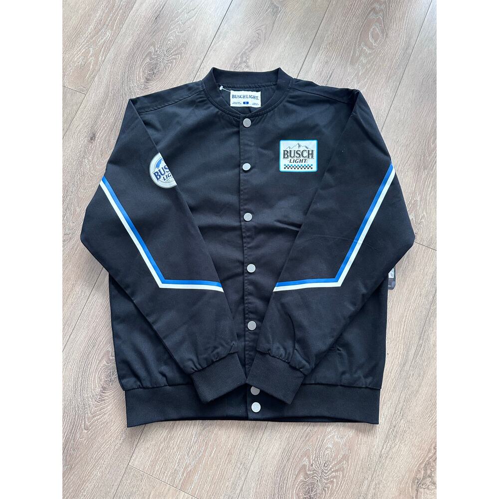 Anheuser Busch Light Men’s Small Licensed Full Snap Racing Bomber Jacket, NWT